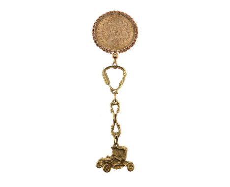 USA, gold Twenty-Dollars Double-Eagle 1887, good very fine, in a gold clasp mount with suspender, probably 18ct, with a gold 