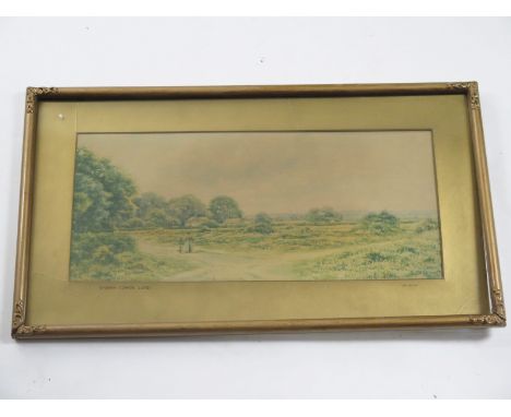 Gilt framed early 20th century print of Chobham Common in Surrey by George Oyston