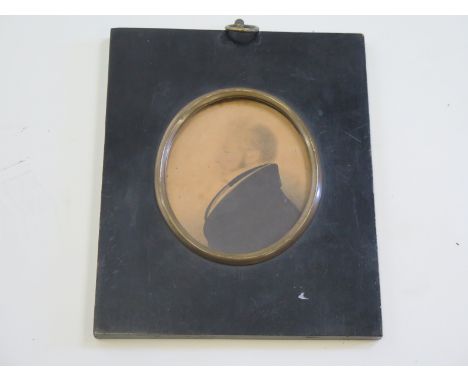 Georgian monochrome portrait miniature of a gentleman housed in a ebonised frame