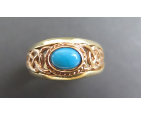 9ct Welsh Gold Turquoise set Ring size Q weight 4.7 grams