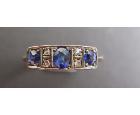 18ct Sapphire and Diamond Ring size L weight 2.3 grams