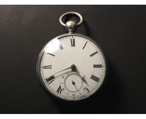 George IV Silver open face pocket watch, hallmarked Chester 1828, the white enamel dial applied with black roman numerals, bo