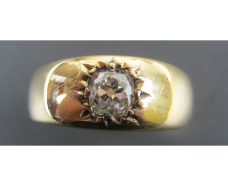 18ct Solitaire Gents Diamond Ring size R weight 10.5 grams, diamond 0.80 approx ct weight 
