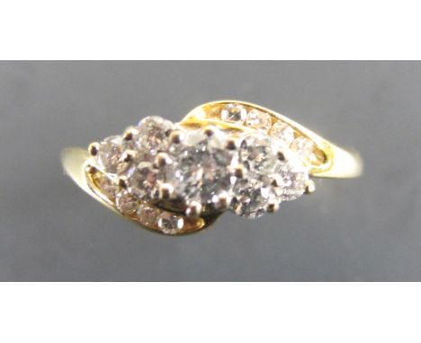 18ct Diamond set Ladies Ring, total 0.50 ct diamond weight size M weight 3.5 grams 