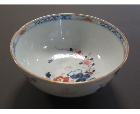 18th century Chinese porcelain bowl, decorated in the imari pallette with painted storks and heightened in gilt.