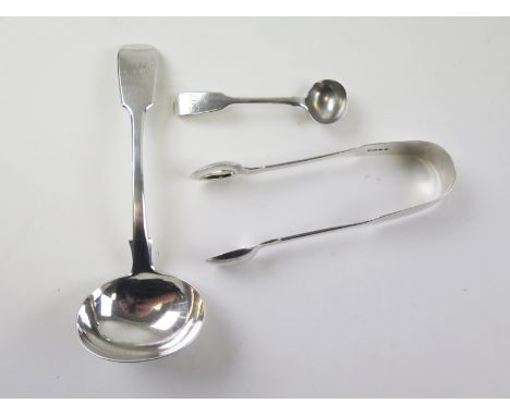 Silver flatware (3) Soup ladel Hallmarked London 1853 by W R Smily along with another smaller ladel same hallmark and maker &