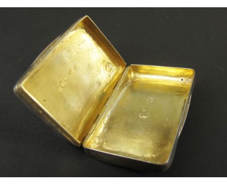 George III silver bowed rectangular snuff box of plain design Hallmarked Birmingham 1808 maker possibly William Pugh