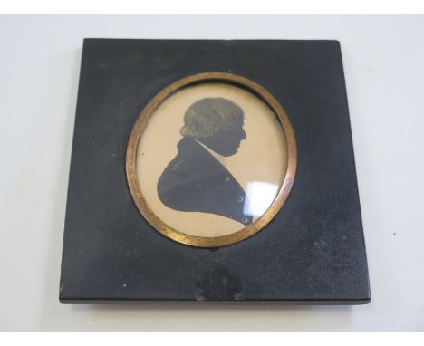 Georgian Silhouette Miniature portrait of a gentleman Henry John Ware 1802 housed in an ebonised frame