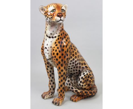 Large 1930's Art Deco period ceramic cheetah standing 66 cm high