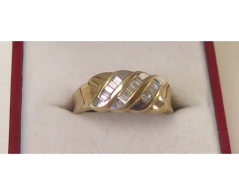 9ct Baguette Diamond set Ladies Ring, approx total 0.50 ct diamond weight size O weight 3.5 grams 