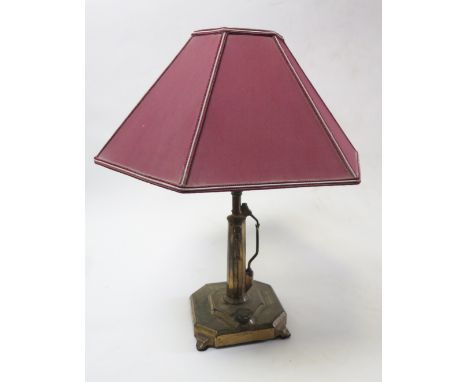 Bell Boy Junior novelty Petrol Pump table lamp shade, heavy gilt brass with bakelite bulb fitting . Unusual design  