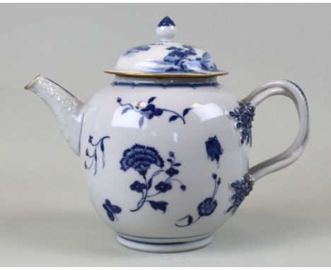 18th century Chinese Export Porcelain Teapot with vine and twist handle with kangxi mark to base