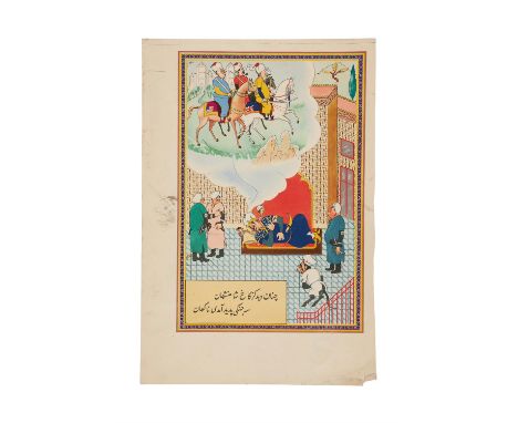 Ɵ "Kem" Kimon E Marengo. Set of 5 World War II propaganda posters depicting adaptations of Shahnameh scenes, in Farsi, appare