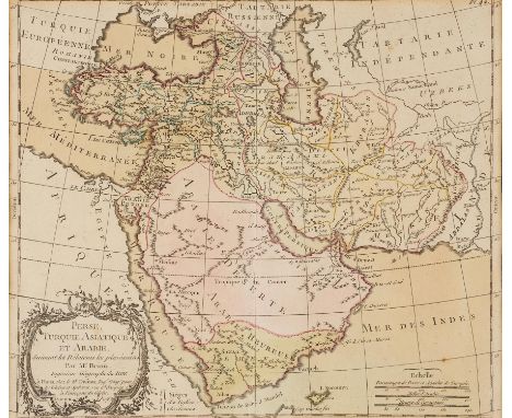 Ɵ Brion. "Perse, Turquie Asiatique et Arabie", engraved map on paper [Paris, 1786] single leaf, engraved map of Persia, Asiat