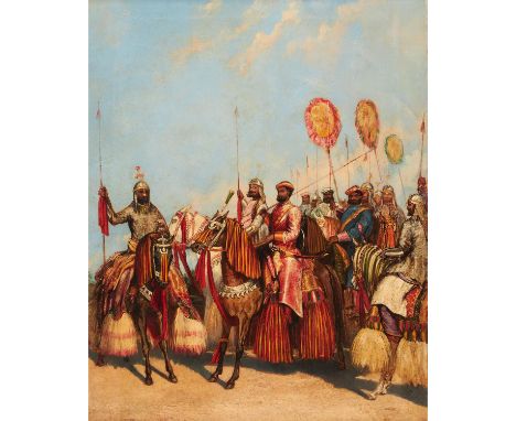 George Landseer, "Rewah Horsemen", oil painting on canvas [India (Madhya Pradesh), c. 1860]single oil painting on canvas, dep