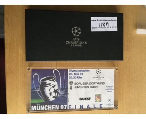 Kenny Morgan Manchester United Framed Football Ticket: 1997 Guest Champions League Final ticket in glass display then boxed i