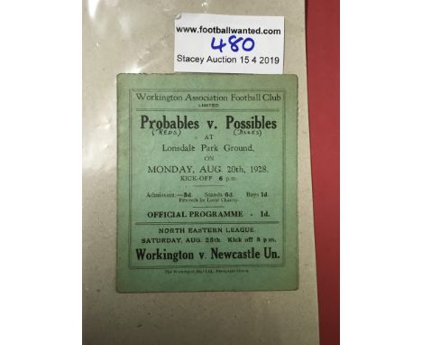 1928 Workington Practice Match Football Programme: Second practice match dated 20 8 1928 Played at Lonsdale Park. Reds v Blue