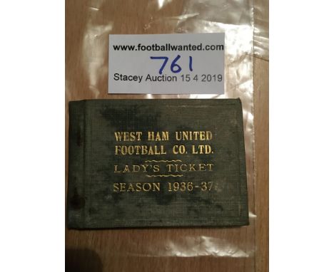 West Ham 36/37 Football Season Ticket: A rare ladies season ticket with nearly all counterfoils intact inside. Signed inside 