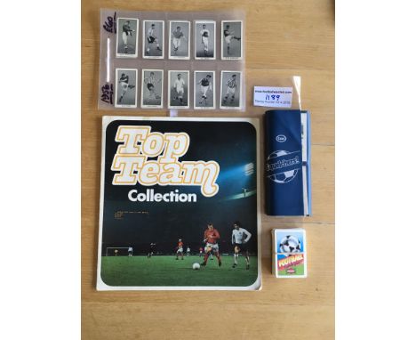 Football Card Sets: Includes 1956 DC Thomson, Dandy Gum playing cards, 1986 World Cup Squelchers and Esso Top Teams discs. Al