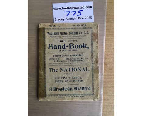 1902/1903 West Ham Football Handbook: Good condition from only their third season. 58 pages with no writing inside. Rare item