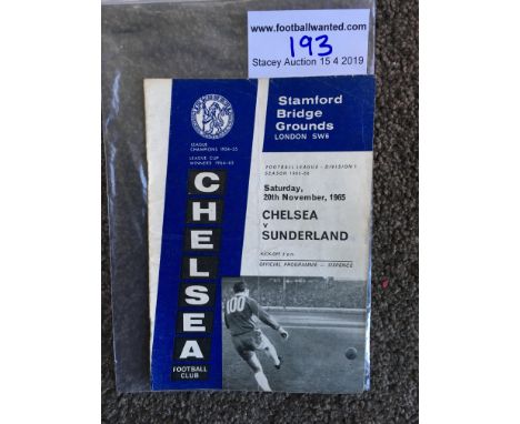 65/66 Chelsea v Sunderland Postponed Football Programme: Very rare dated 20 11 1965. League match has light vertical fold but