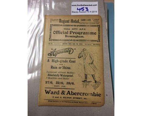 1910/11 Hull City v Birmingham City Football Programme: Excellent condition 14 page programme with no team changes. Slight ro