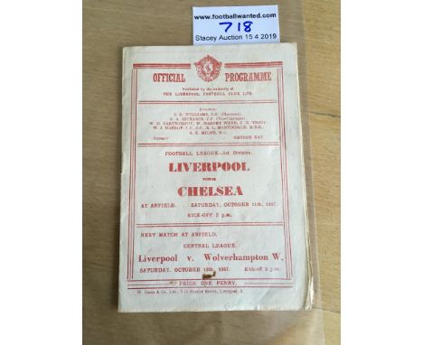 47/48 Liverpool v Chelsea Football Programme: First division match with no team changes. Tiny mark to cover. 