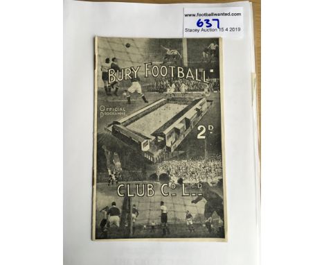 46/47 Bury v Tottenham Football Programme: Good condition with pencilled team changes. Rust on staples.