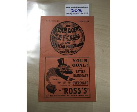 1936/37 Middlesbrough v Sunderland Football Programme: Very good condition with no team changes. First division match dated 1