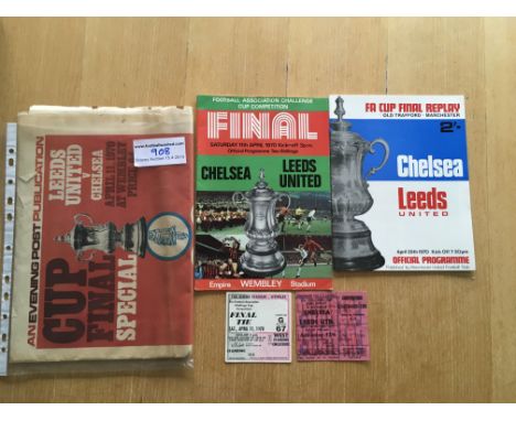 1970 FA Cup Final Programmes + Tickets: For Final and Replay there are programmes and tickets for both in excellent condition