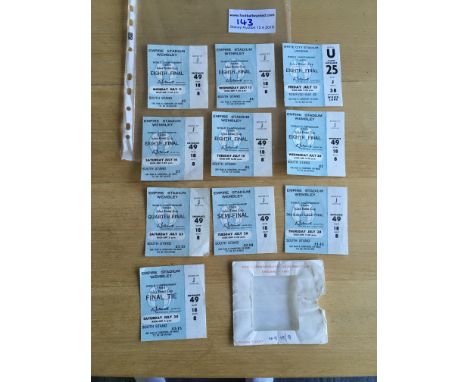 1966 World Cup Football Tickets: Complete set of 10 London matches with season ticket envelope. Very good condition blue tick