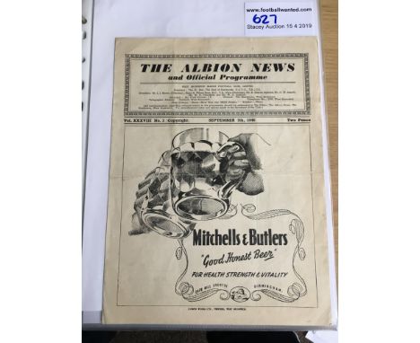 46/47 West Brom v Tottenham Football Programme: Good condition with no team changes. Slight fold and scores on team page.