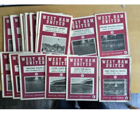 58/59 West Ham Home Football Programmes: Complete set of first team including Bobby Moore’s debut v Man Utd. C/W both practic