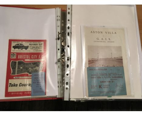 Football Programme + Ticket Collection: Mainly modern from various teams although Aston Villa v 58 GAIS and 61 Dinamo Kiev an