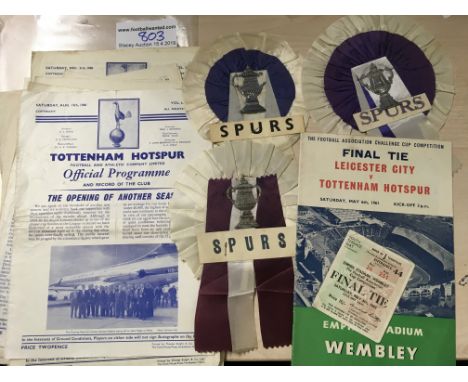 Tottenham Double Season Football Programmes: 24 home programmes including practice match and one reserve. FA Cup Final progra