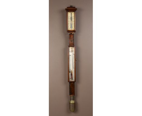 With ivorine dials to the top and silvered dial to the thermometer, with brass cased reservoir and brass gimble.95cm tallQty: