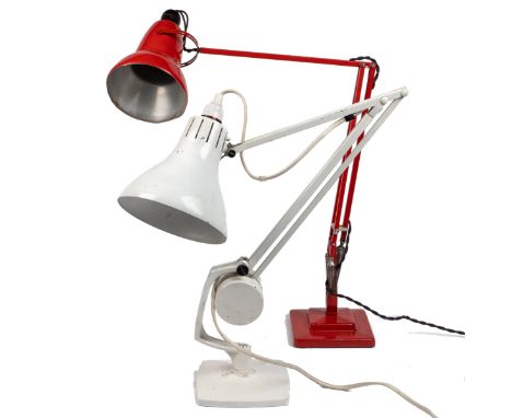 The first by Herbert Terry &amp; Sons, Model 1227 in red. The second by Hadrill Horstman, Simplus Counterbalance Lamp, in whi