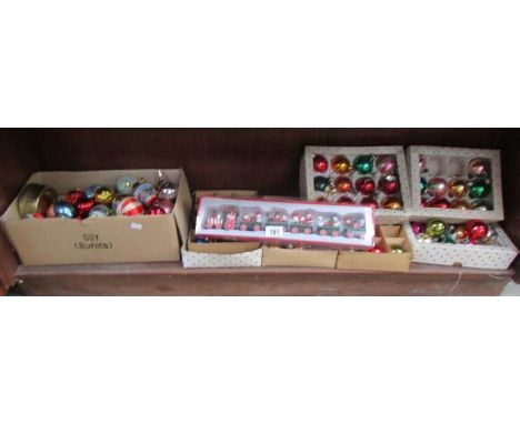 A shelf of Christmas decorations