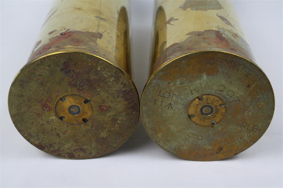 Two 105mm Brass Shell Cases (1977) we are informed by the Vendor these