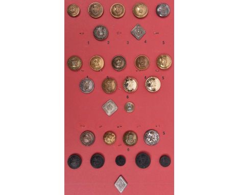 20 different large RSF, KOSB and Cameronians large buttons, including officers pre 1855 21st, tunic 21st, Vic, KC and Vic pip