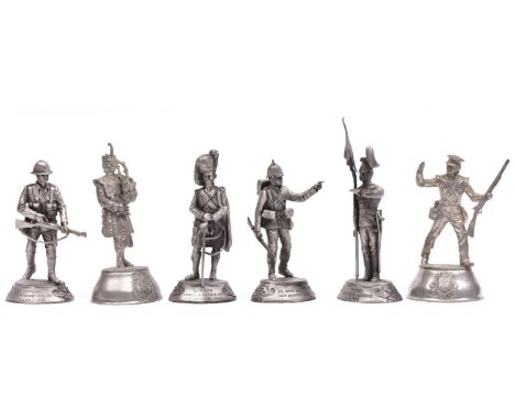 6 unpainted Stadden pewter military figures: Rifleman, East Surrey Regt. (31st &amp; 7th Foot) Crimean War period; “Officer A