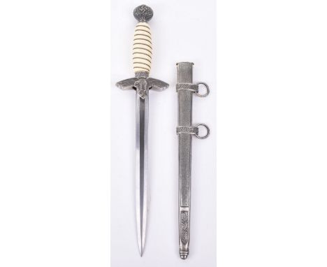 WW2 German Luftwaffe 2nd Pattern Dress Dagger, with white celluloid grips retaining wire binding. Complete with cross guard, 