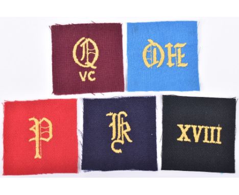 5th Regiment Royal Artillery Cloth Formation Signs, all being embroidered examples for K Battery, 18th Heavy Battery, P Heavy