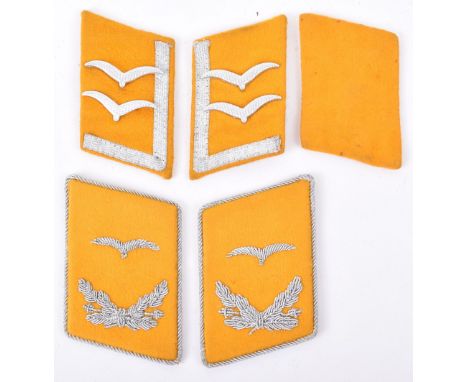 2x Pairs of Luftwaffe Flight Section / Fallschirmjager Tunic Collar Patches, consisting of bullion embroidered Leutnant colla