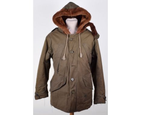 WW2 US Army Air Force Type B-11 Parka, fine worn example retaining the brown wool large hood, fur lined interior, front zip a