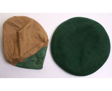 WW2 Home Front Royal Ordnance Factory Female Headdress, being of khaki cloth with large green triangular section to the front