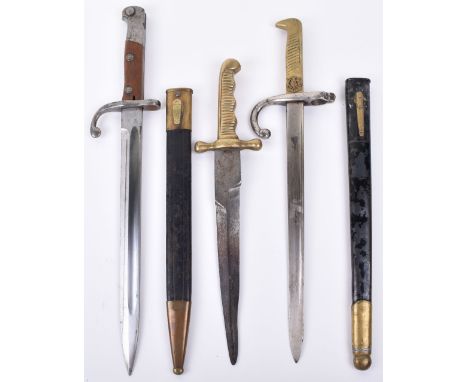 Chile Police bayonet and Two Others: 1910 Chile Police side arm/bayonet ,crested brass hilt stamped 30,complete with metal  s