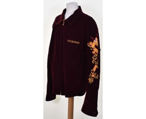 US Vietnam War Tour Souvenir Jacket, fine velvet jacket with embroidered oriental style dragons to each arm. Large front work