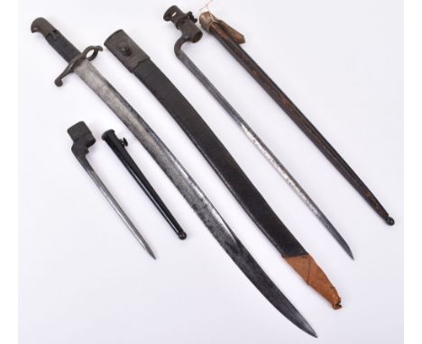 British 1856 Sword Bayonet and Two Others, 1856  Yathgan Sword bayonet  with clean blade and checker grip hilt complete with 