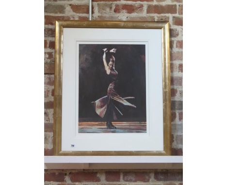 A Fletcher Sibthorp signed Giclee print 13/195 Black on black with COA - frame size 95cm x 79cm - print in good condition, so